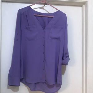 Purple Express button down blouse, size medium